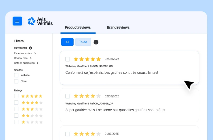 Gestion des avis clients